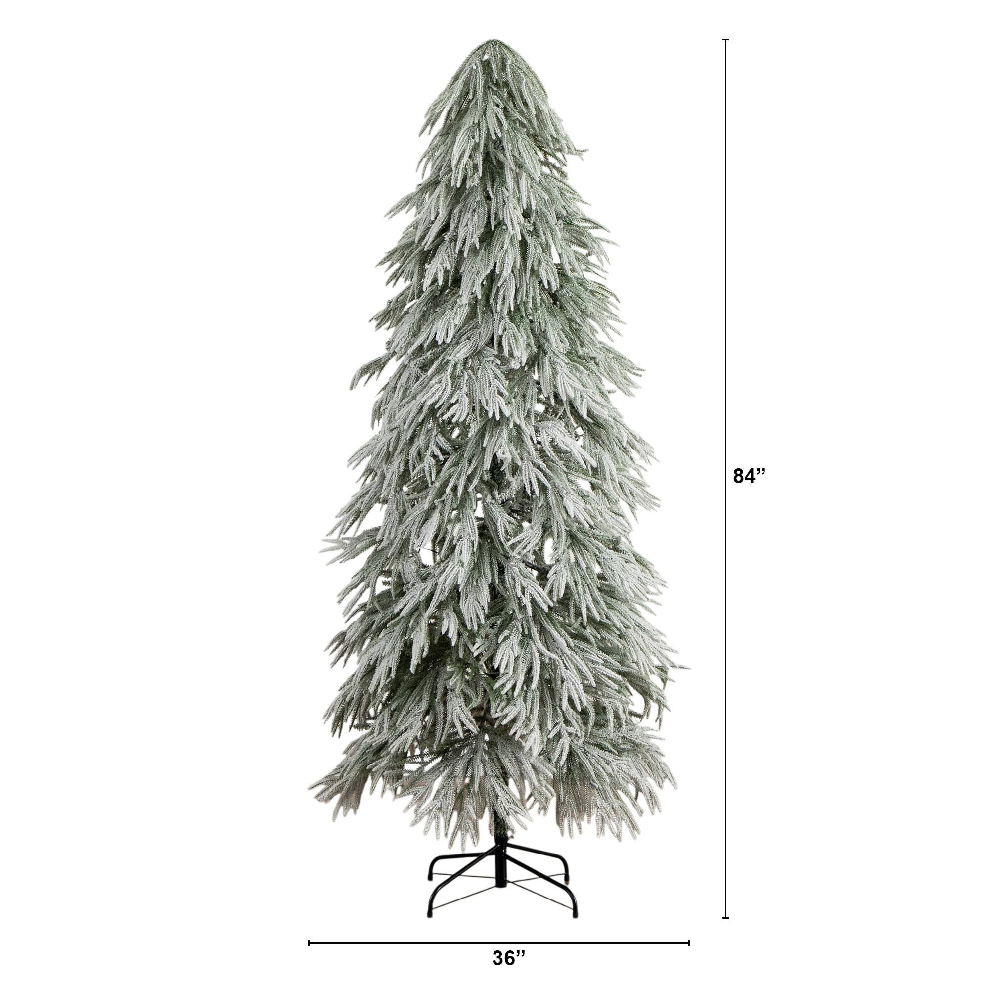 7ft. Pre-Lit Down Swept Flocked Artificial Christmas Tree, Warm White LED Lights